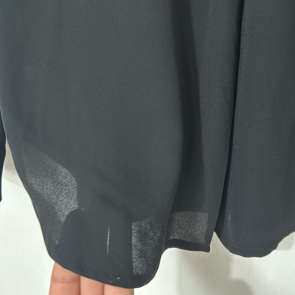 ANN TAYLOR WOMEN LONG SLEVEE PULLOVER BLOUSE OVERSIZED BLACK SZ - Picture 6 of 11